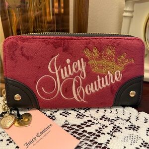 Juicy Couture crushed velvet dark pink wallet